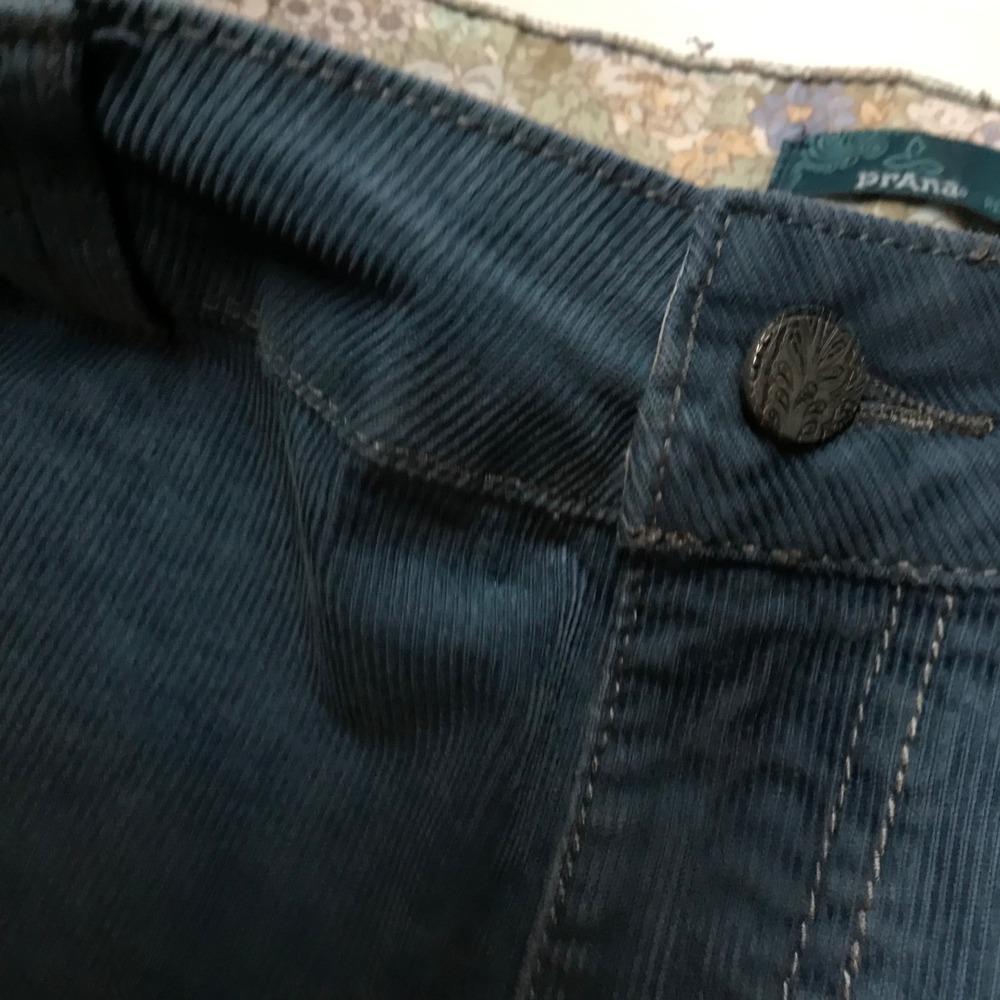 Prana Corduroy Pants Women Size 12 teal Regular Fit Straight Leg‎ Casual - Picture 9 of 14